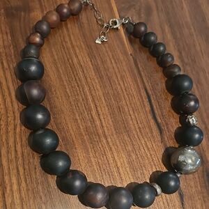 Elegant Black and Brown Beaded Necklace
